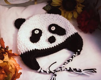 Artio Handmade Crochet Panda Bear Ear Beanie