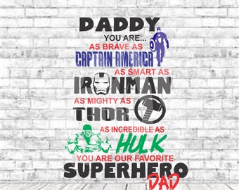 Avengers Superhero Daddy, SVG, PNG, DXF, Vinyl Design, Circut, Cameo, Cut File, Dad Decal, Dad shirt, Fathers Day svg, Dad Svg, Super Dad