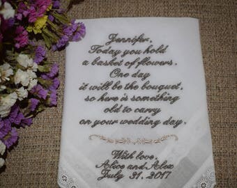 Flower Girl Gift Embroidered Wedding Hankerchief Flower Girl Hankerchief Flower Girl Handkerchief Wedding Hankies GIFT ENVELOPE Box Handmade