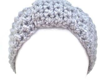 Crochet headband, Grey headband, Crochet earwarmer, Women headband, Textured headband, Handmade headband, Headbands for women, 30 Colours