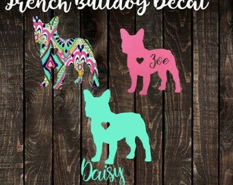 French Bulldog Decal, Frenchie Decal, Frenchie Tumbler Decal, Frenchie Phone Decal, Frenchie Heart Decal