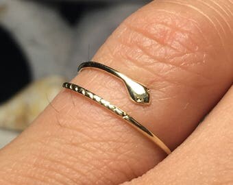 SALE 10k 14k Tiny Snake Rings - Midi Ring Gold - Dainty Snake Ring - Gold Cuff Rings - Gold Pinky Ring - Gold Thumb Ring - Thin Rings Gold