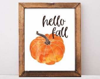Hello Fall Sign, Happy Fall Printable, Fall Mantle Decor, Thanksgiving Decor, Pumpkin Spice, Fall Pumpkins, Pumpkin Home Decor
