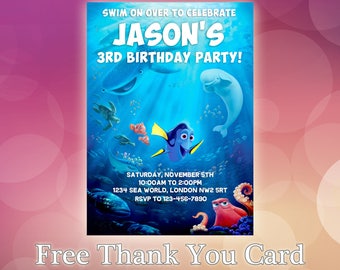 Finding Dory Invitations / Finding Dory Invite / Finding Dory Birthday / Finding Dory Party / Finding Dory Custom Invite / FD01