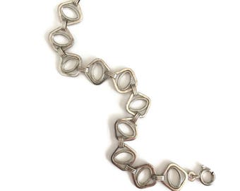 Modernist Sterling Silver Bracelet by Uno A Erre Made in Italy, Modern Link Bracelet, Uno A Erre Jewelry, Italian Silver Jewelry, Geometric