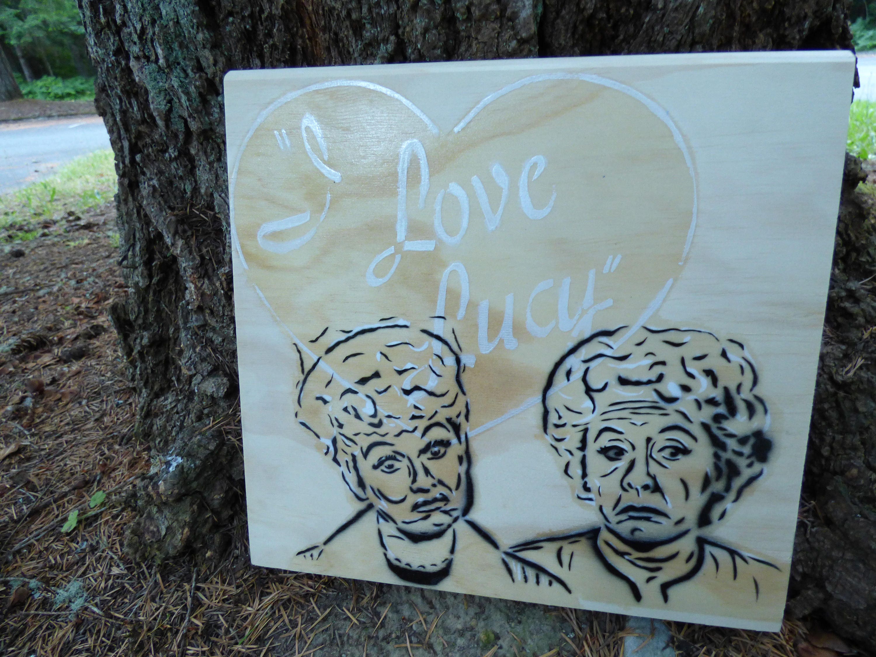 Large I Love Lucy Stencil Watermark of I Love