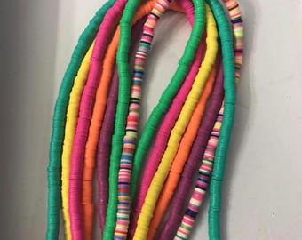 Disc Beads, 6mm Disc Beads, Polymer Clay,Disc Beads, ,Multi Color Polymer Clay Disc Beads,Accent Disc Beads, Summer, Waterproof