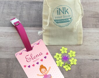 Personalized ballet id backpack tag, custom name tag, school name tag, custom backpack tag, personalized tag, girl tag, ballerina bag tag