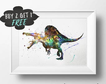 Dinosaur Party Favor, Spinosaurus Dinosaur Printable Poster, Dino Art Print, Wall Art Nursery Decor Printable Watercolor, Dino Party