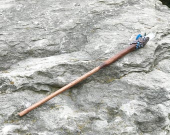 Quartz Point Wicca Wand Pagan, cosplay, fairy, ornate wand