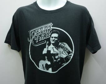 Vintage Johnny Cash Shirt Big Logo Rock And Roll Classic Rock Country Rock American Rock Street Wear Round Neck Top Tee Size