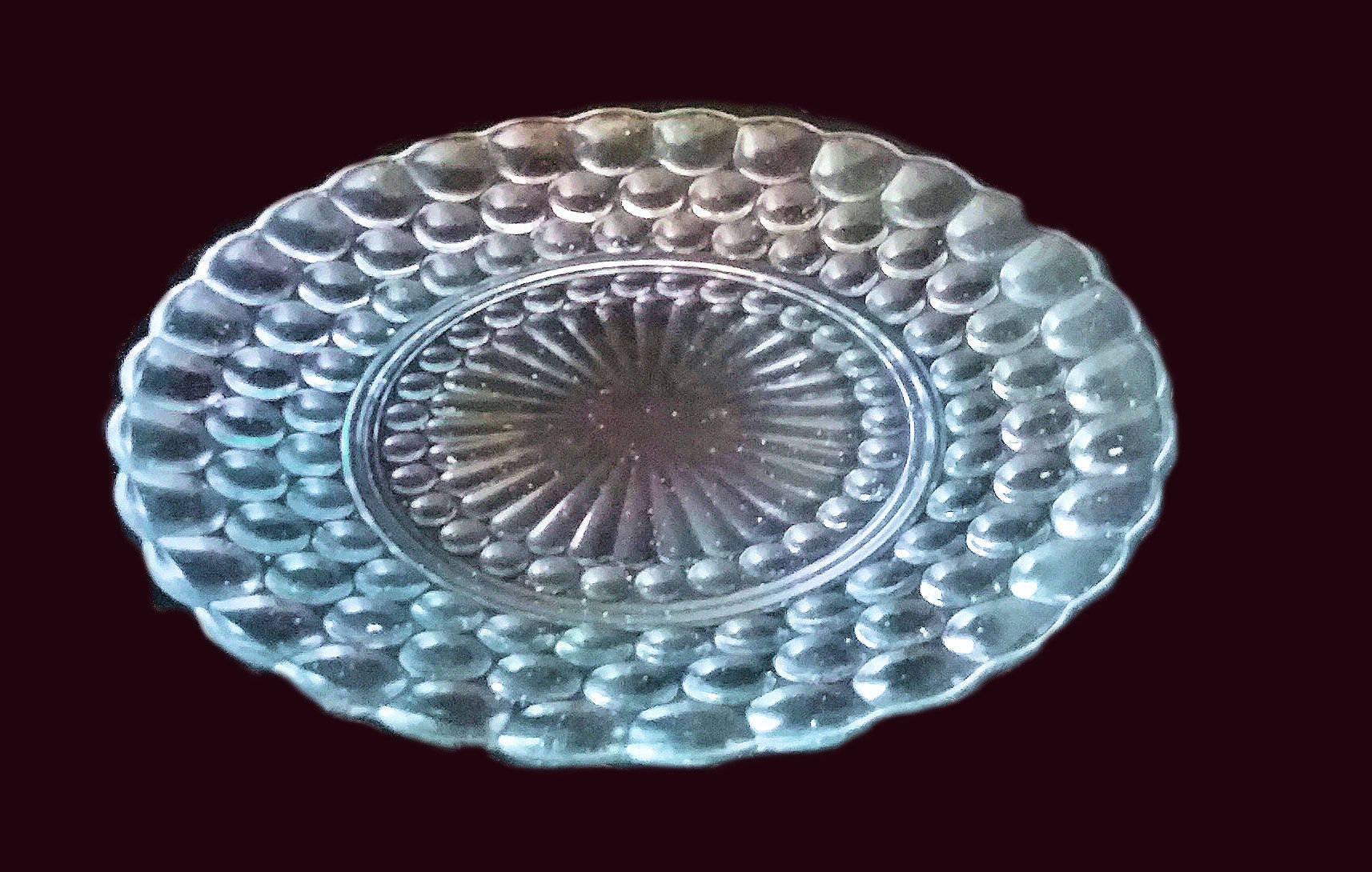 Lovely Vintage Clear Pressed Glass Serving Plate From The