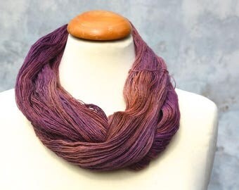 Lace yarn, Knitting yarn, pink, copper, yarn, lace, wool, silk, Merino, a threads, hand dyed