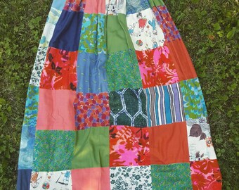 Vintage 60s/70s crazy quilt maxi skirt. True hippie skirt size small