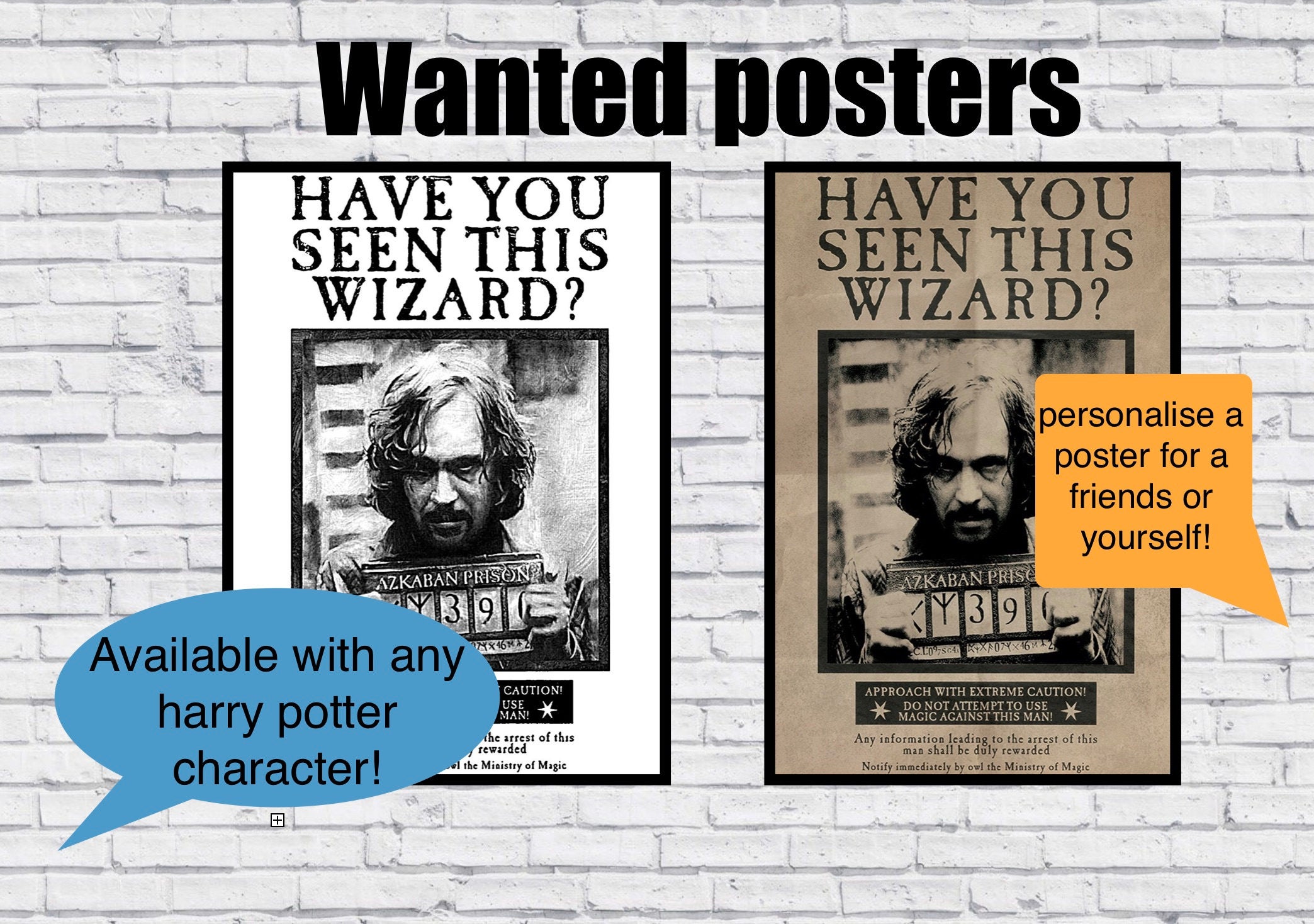 Harry Potter wanted posters personalised printables