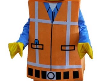 Lego Man Construction Worker Style Mascot Costume