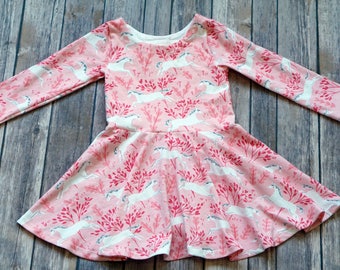Pink Unicorn Dress. Horse Dress. Unicorn Dress. Baby Dress. Toddler Dress. Little Girl Dress. Twirl Dress. Twirly Dress. Party Dress.