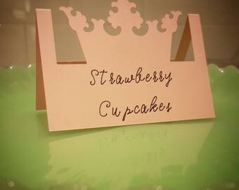 Tiara Place Cards, Menu Cards, Princess Party, Set of 12