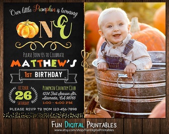 Pumpkin Patch Birthday Invitation, Pumpkin 1st birthday invitation, Pumpkin first birthday invitation, Pumpkin Birthday Invitation