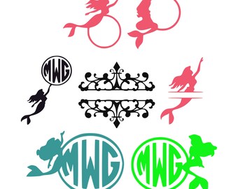 Mermaid monogram svg. Mermaid svg, Monogram svg, Sea monogram svg, Disney monogram svg