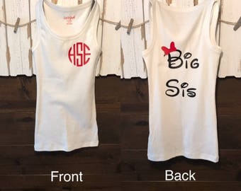 Big Sis/Lil Sis Disney Tanks, Monogram on front