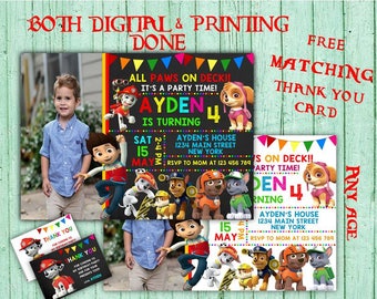 Paw Patrol Birthday Invitations Paw Patrol Photo Birthday Party Paw Patrol Kids Birthday Printable Invitations Paw Patrol Birthday Card