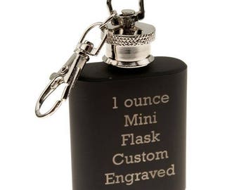 Personalized Engraved 1 oz. Stainless Steel Mini Flask Keychain, Groomsmen Gift Flask, Wedding Flask, Bridesmaid Gift, Wedding Party Gift