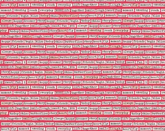 Riley Blake Vintage Words Red Fabric C5562-RED