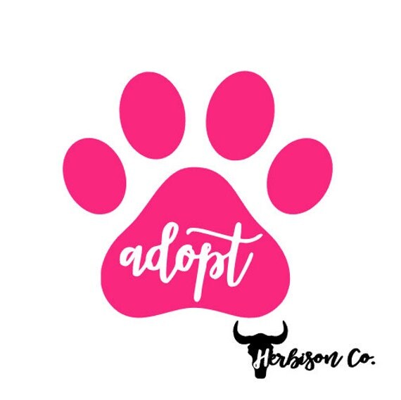 Adopt Dog Paw Print Rescue Decal