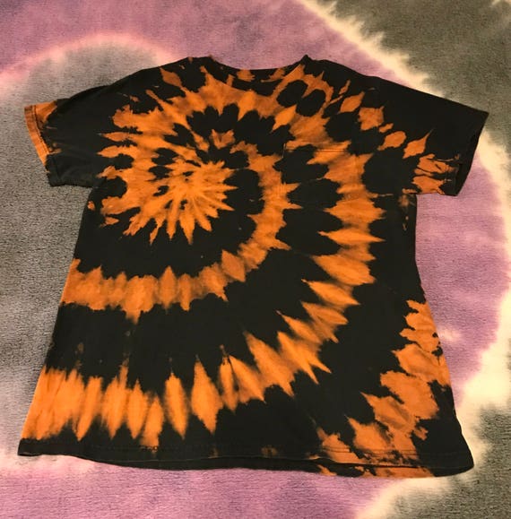 Black & orange tie dyed cotton t-shirt
