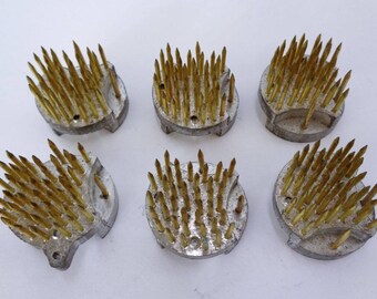 VJ168 : Japanese Ikebana Kenzan Needle Flower Holder Pin Frog set 6 , Made in Japan