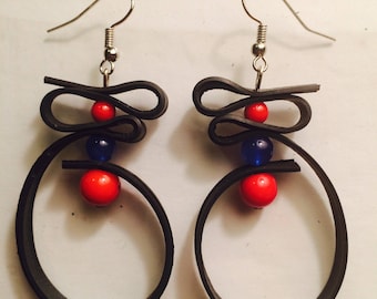 Re-purposed bike tube earrings