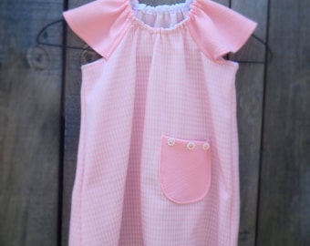 Handmade Dress, Upcycled from Vintage fabric, Pink Dress age 18 - 24 months.