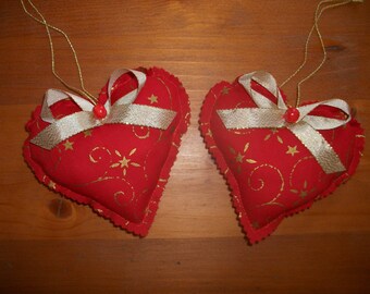 2 cushions door red and gold heart Christmas DECORATION