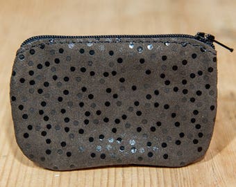 Glittery brown leather wallet