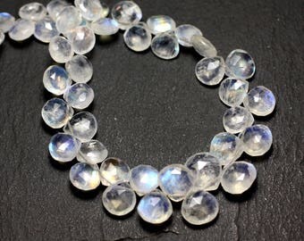 Stone - Moonstone Rainbow faceted 7-9mm - 8741140008786 drop bead 1pc-
