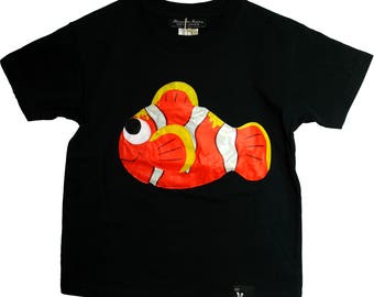 Maglietta  pesce nemo bambino Taglia 5 anni nera pezzo unico da collezione