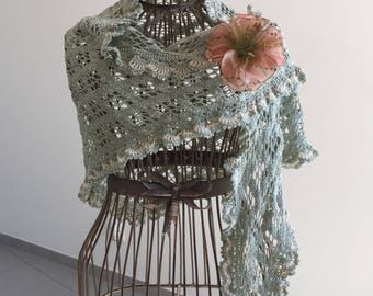 Tip/green shawl Mercerized cotton almond