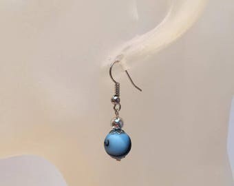 Neon Blue Pearl Earrings