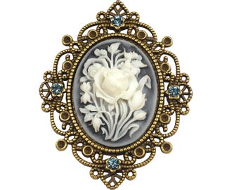 Flower Bouquet cameo brooch