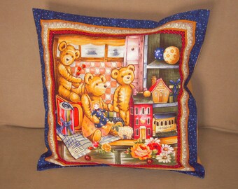 Pattern printed cushion three teddy bears