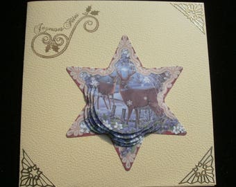 88 - 3D greeting card happy holiday deer and her DOE star shape