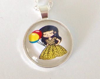 Long necklace mi girl with balloons