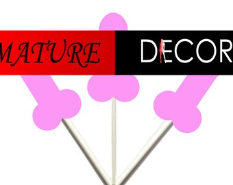 Penis Cupcake Toppers, Penis Cupcake Picks, Penis Cake Toppers, Bachelorette Party Decorations