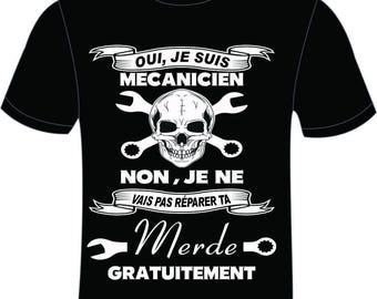 T-shirt black short sleeve 100% cotton B & C mechanic man