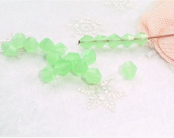 watery green bicone glass beads 6 mm by 20 REF D 6 Czech glass bead silver plated