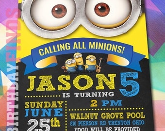 MINION INVITATION with FREE Thank you card! Minion Party Invitation, Minion Birthday Invitation, Minion Birthday Party Invite