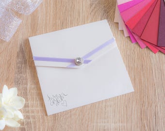 Handmade Pocketfold Wedding Invitation LilacCrissStone