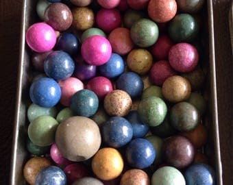 Tin of Multi Coloured Clay Balls/Marbles/Markers