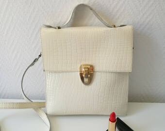 Vintage white embossed Croc shoulder bag